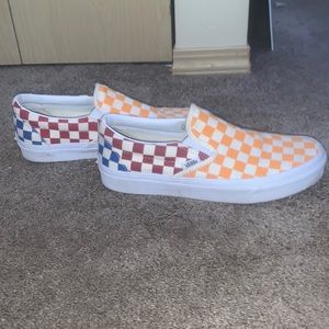 vans checkered shoes, primary colors
